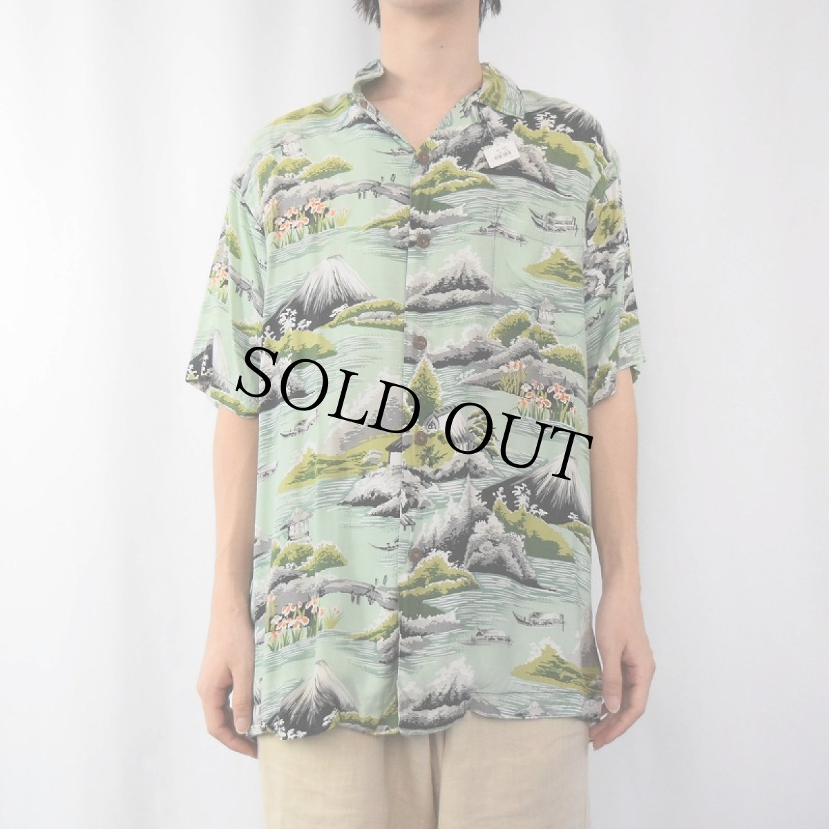 画像3: 70's Reminiscence オールオーバーパターン アロハシャツ S (3)