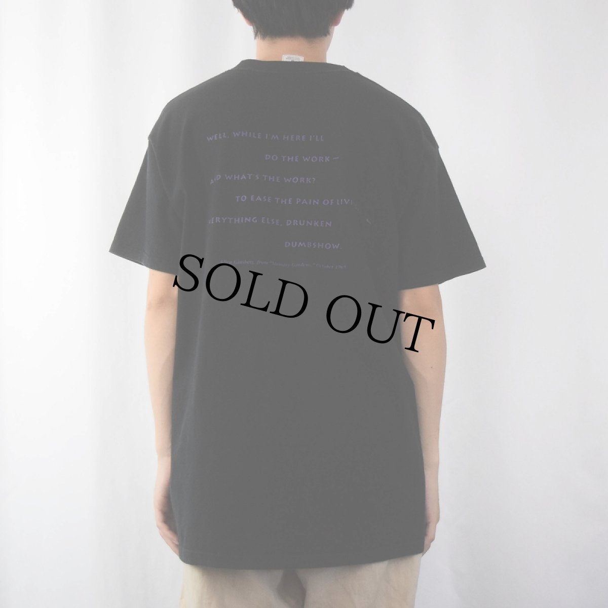 画像3: 90's PLANET NEWS by Allen Ginsberg 詩人追悼プリントTシャツ BLACK L (3)