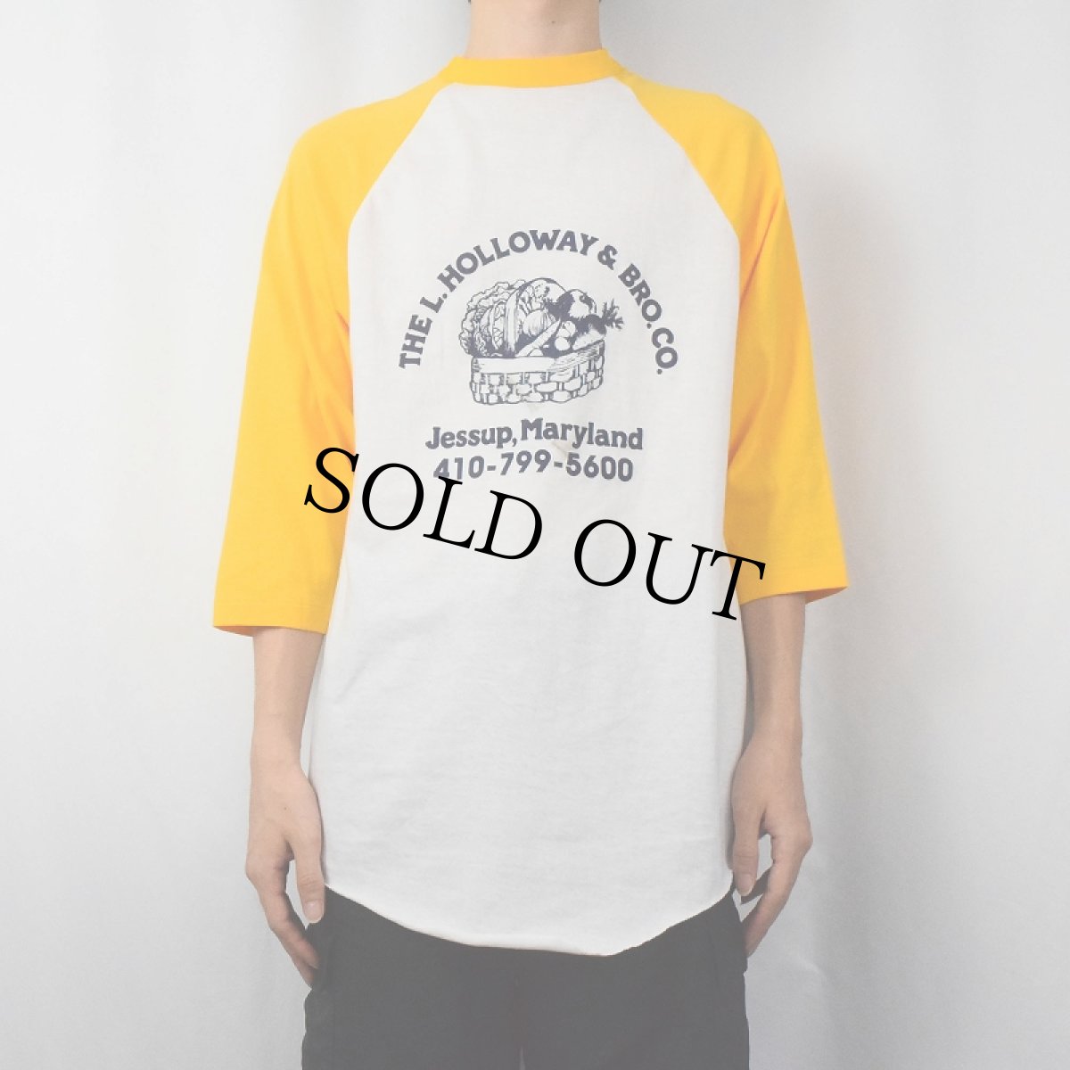 画像2: 70〜80's USA製 "THE L.HOLLOWAY & BRO.CO." プリントラグランTシャツ XL (2)