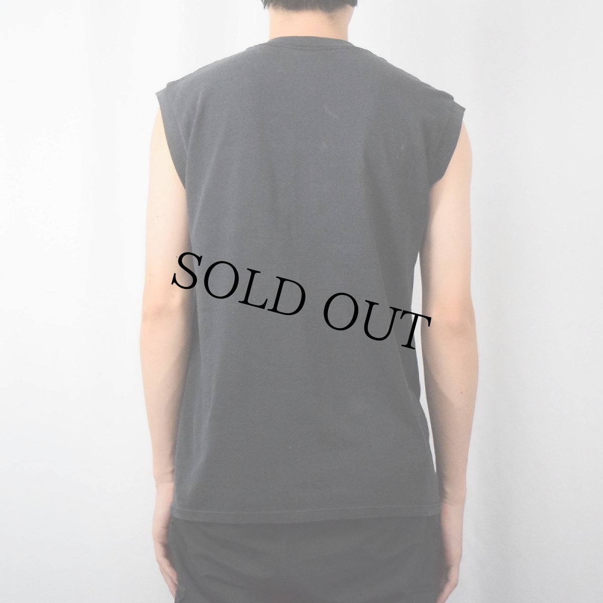 画像3: 80's MUSCLE USA製 無地 ポケットタンクトップ BLACK L (3)