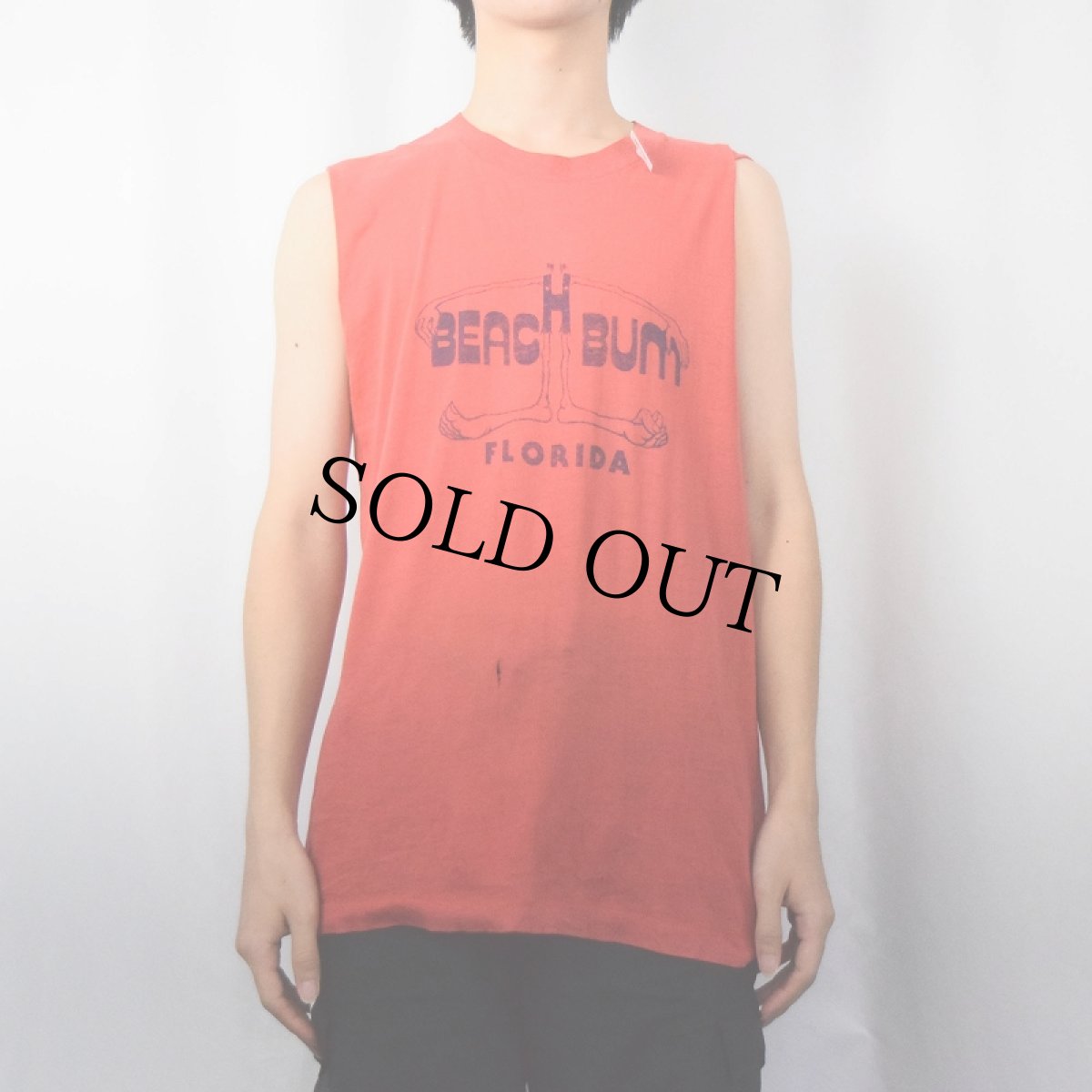 画像2: 80's "BEAC BUM FLORIDA" カットオフプリントTシャツ (2)