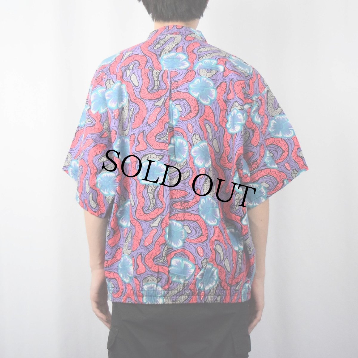 画像4: 90's Ocean Pacific 花柄 ボタンダウンジップシャツ L (4)