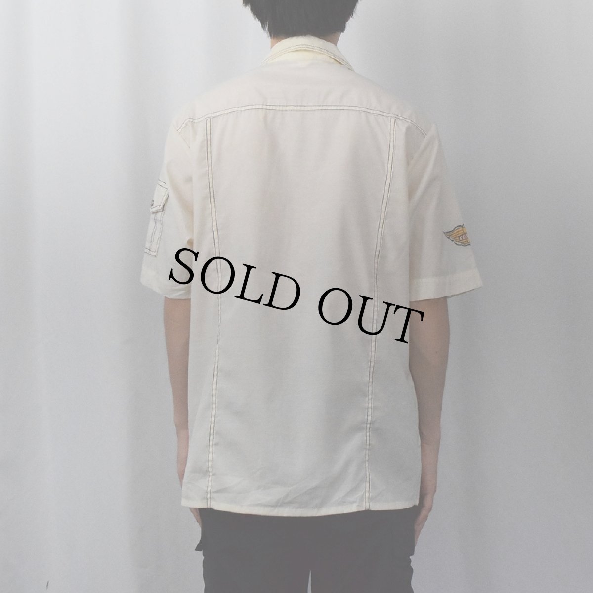 画像3: 70's de GEORGE "YAMAHA" ワッペン付き サファリシャツ SIZE42 (3)