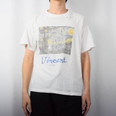 画像2: 90's〜 Vincent Van Gogh "星月夜" アートプリントTシャツ S (2)