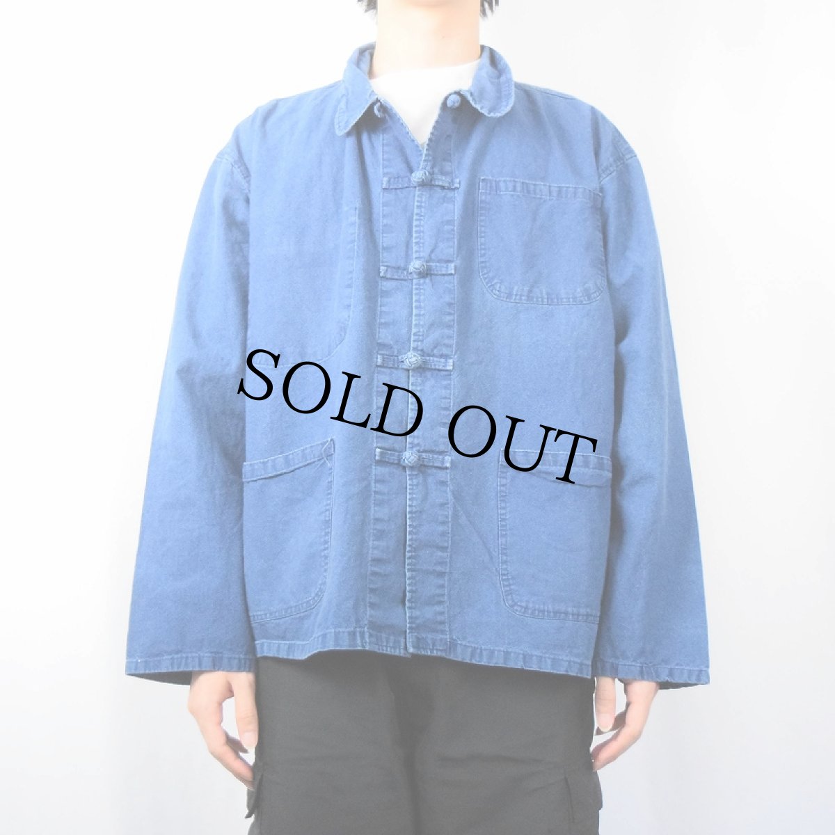 画像2: FRENCH WORK L'AntiCher インディゴコットン カンフーシャツ SIZE62 (2)