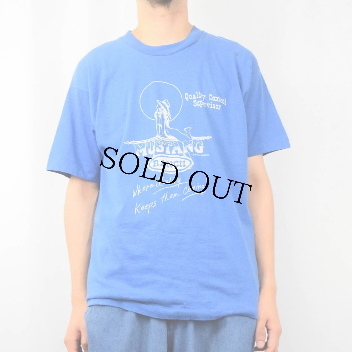 画像2: 80's MUSTANG RANCH エロプリントTシャツ XL (2)