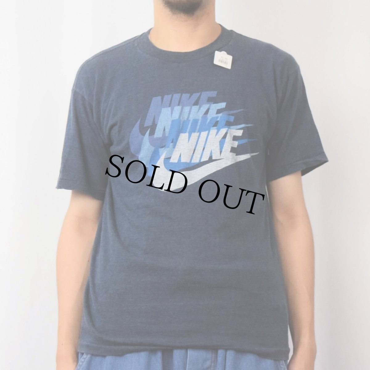 画像2: 70〜80's NIKE 社外タグ 4連ロゴプリントTシャツ NAVY L (2)