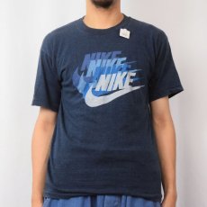 画像2: 70〜80's NIKE 社外タグ 4連ロゴプリントTシャツ NAVY L (2)