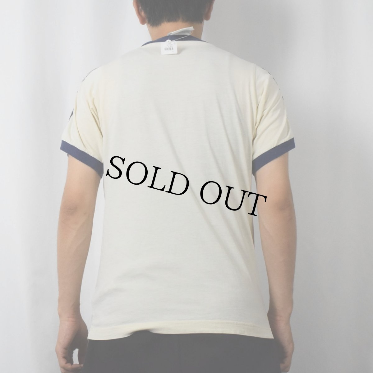 画像3: 80's adidas サイドライン ロゴプリントリンガーTシャツ M (3)