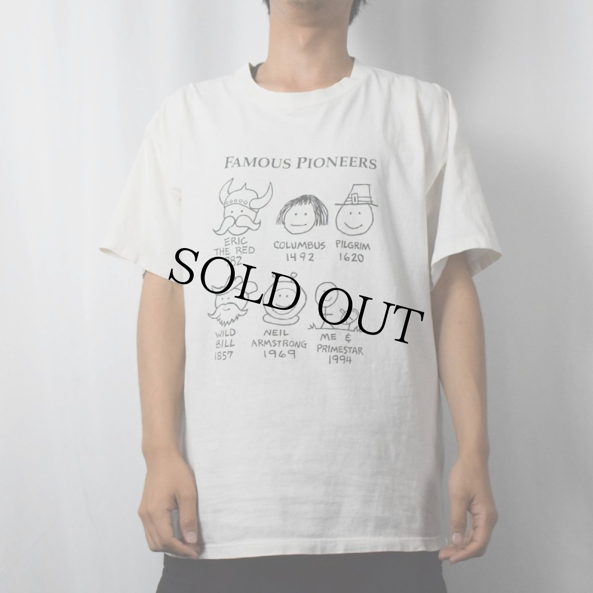 画像3: 90's PRIMESTAR PIONEER USA製 "FAMOUS PIONEERS" アートプリントTシャツ L (3)