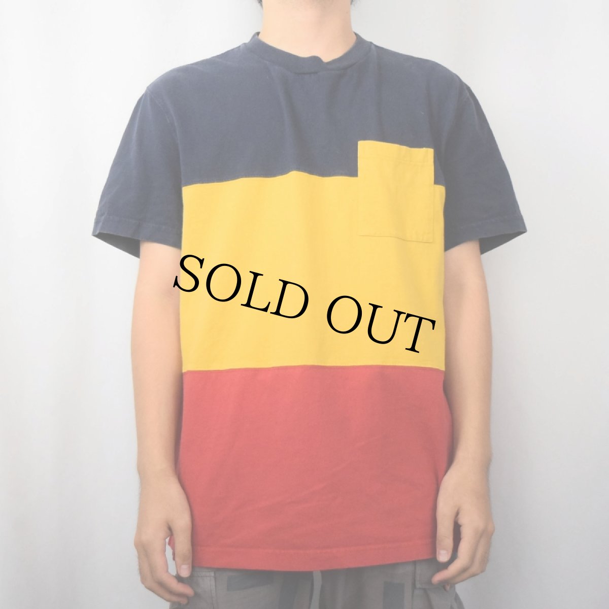 画像2: 90's J.CREW 切り替えデザイン ポケットTシャツ L (2)