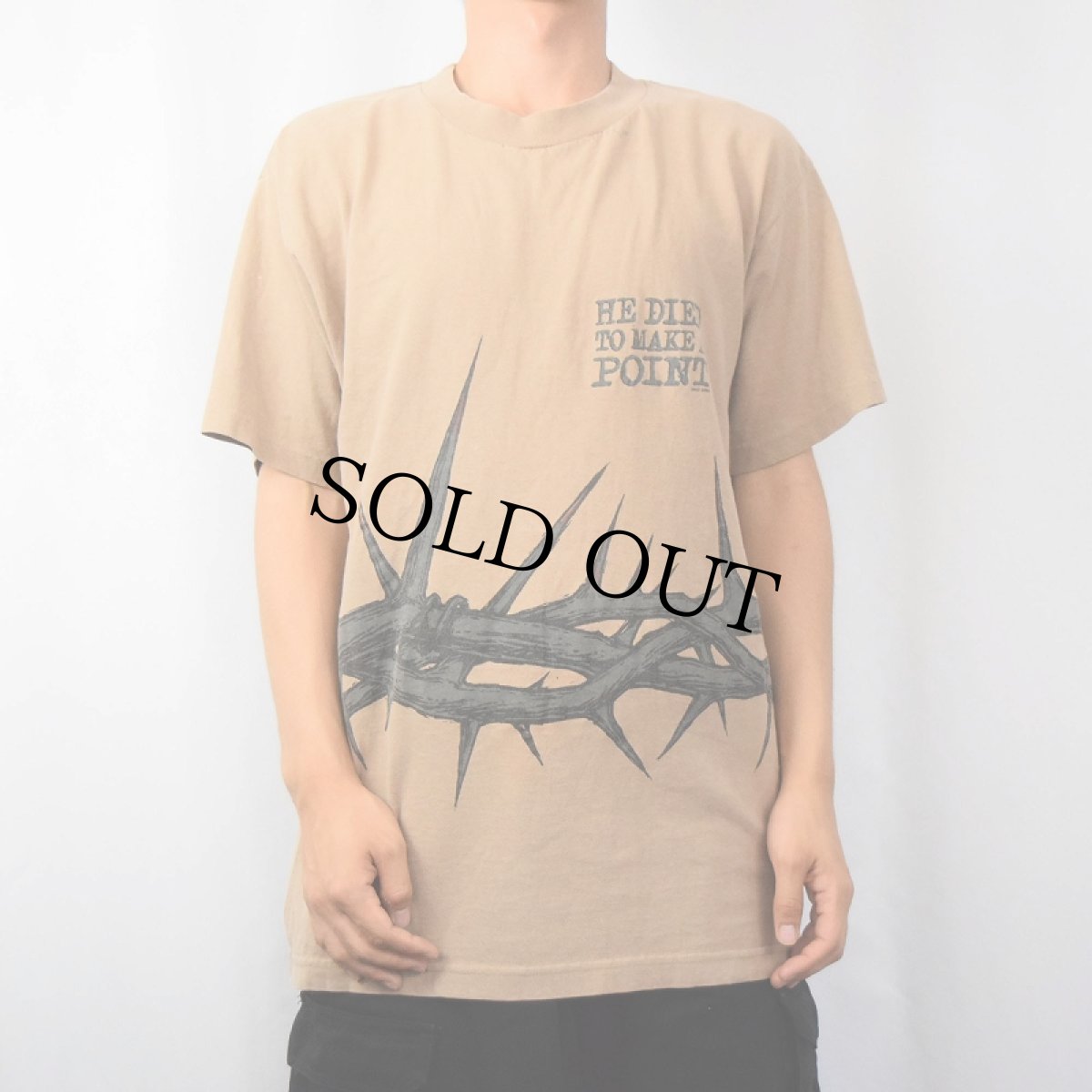 画像3: 90's USA製 "HE DIED TO MAKE A POINT" ジーザスプリントTシャツ L (3)