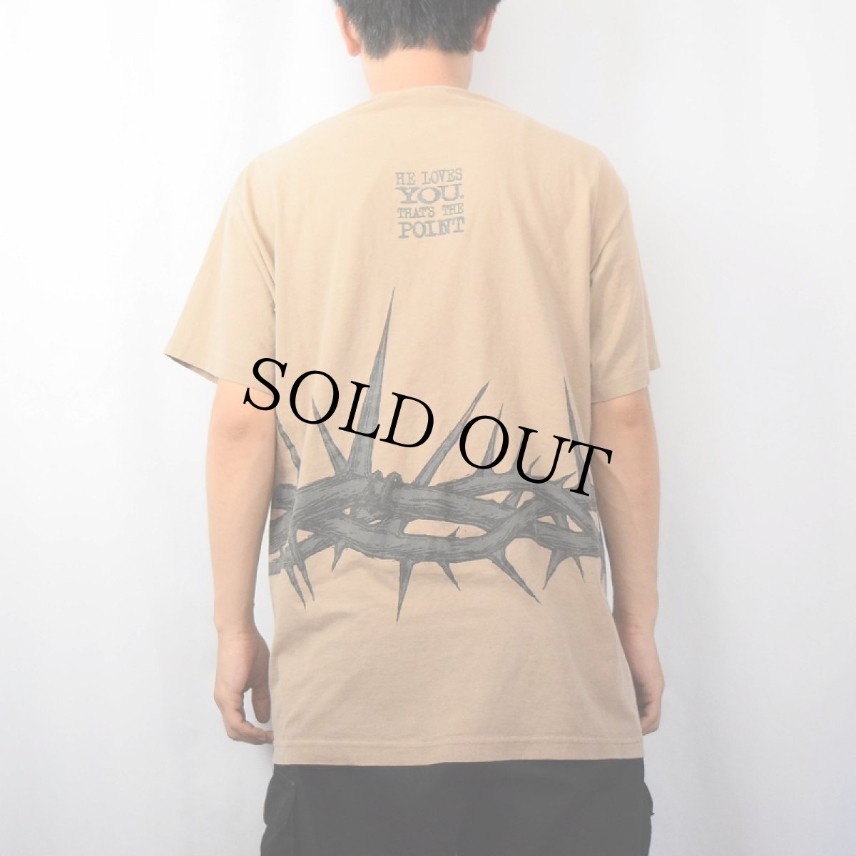 画像4: 90's USA製 "HE DIED TO MAKE A POINT" ジーザスプリントTシャツ L (4)