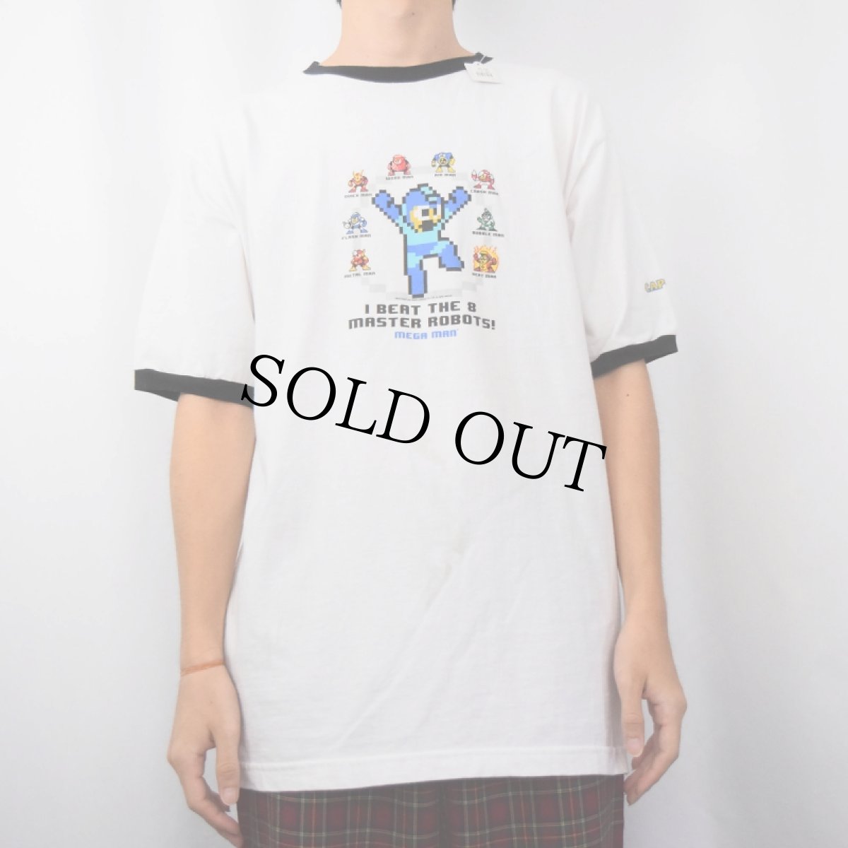 画像2: 2000's MEGA MAN "I BEAT THE 8 MASTER ROBOTS !" ゲームキャラクターリンガーTシャツ (2)