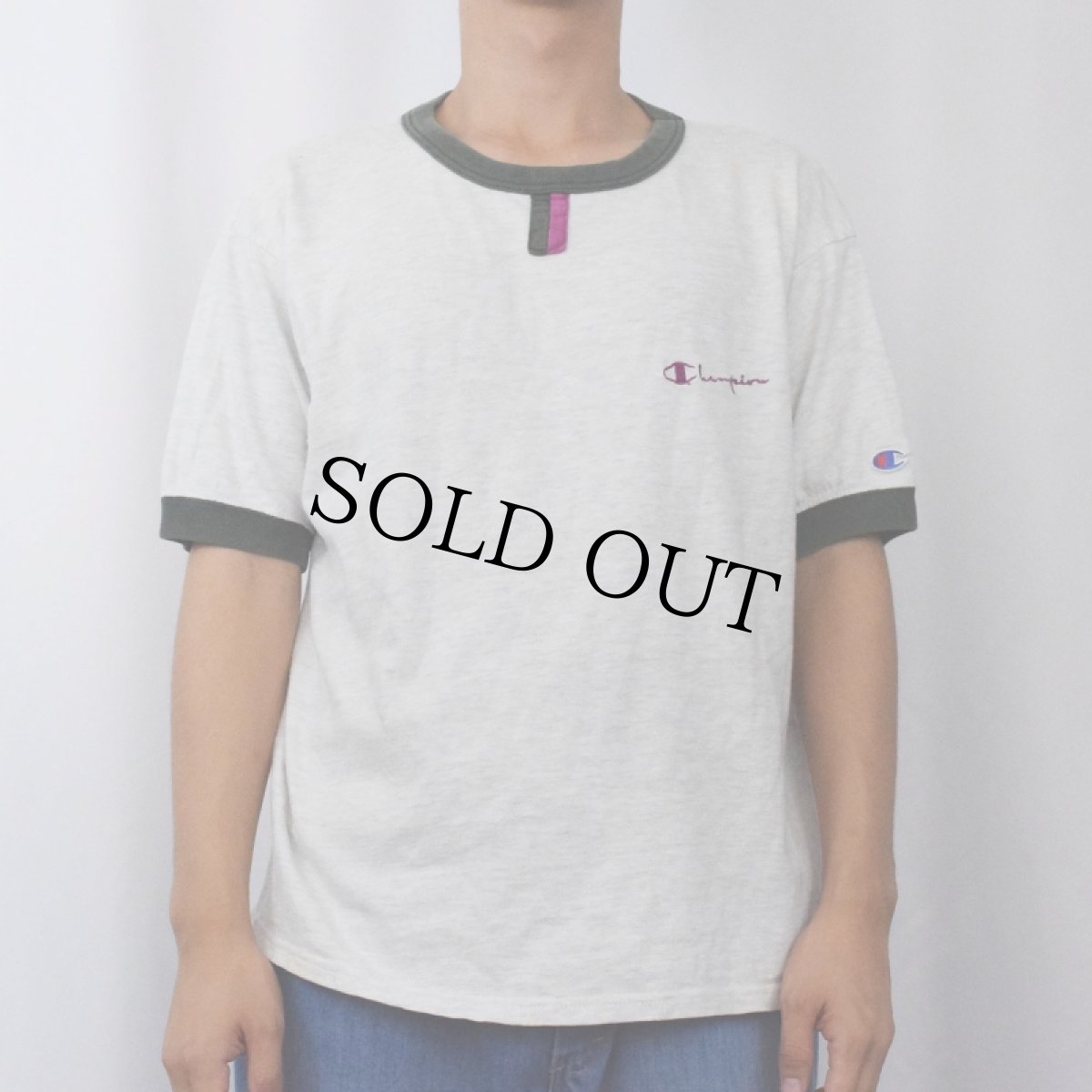 画像2: 90's Champion USA製 "チョコチン" リンガーTシャツ L (2)