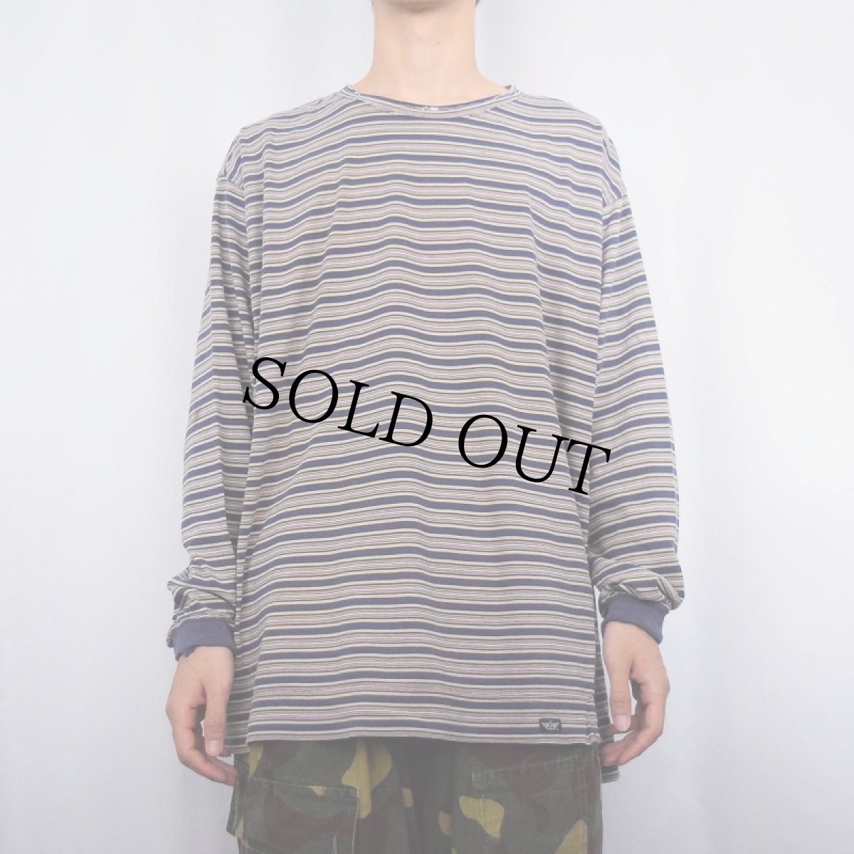 画像2: 90's DOCKERS マルチボーダー柄 ロンT XL (2)