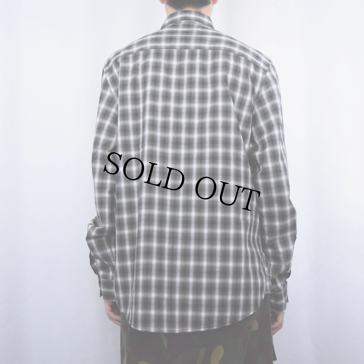 画像3: Calvin Klein オンブレーチェック柄 コットンボタンダウンシャツ L (3)