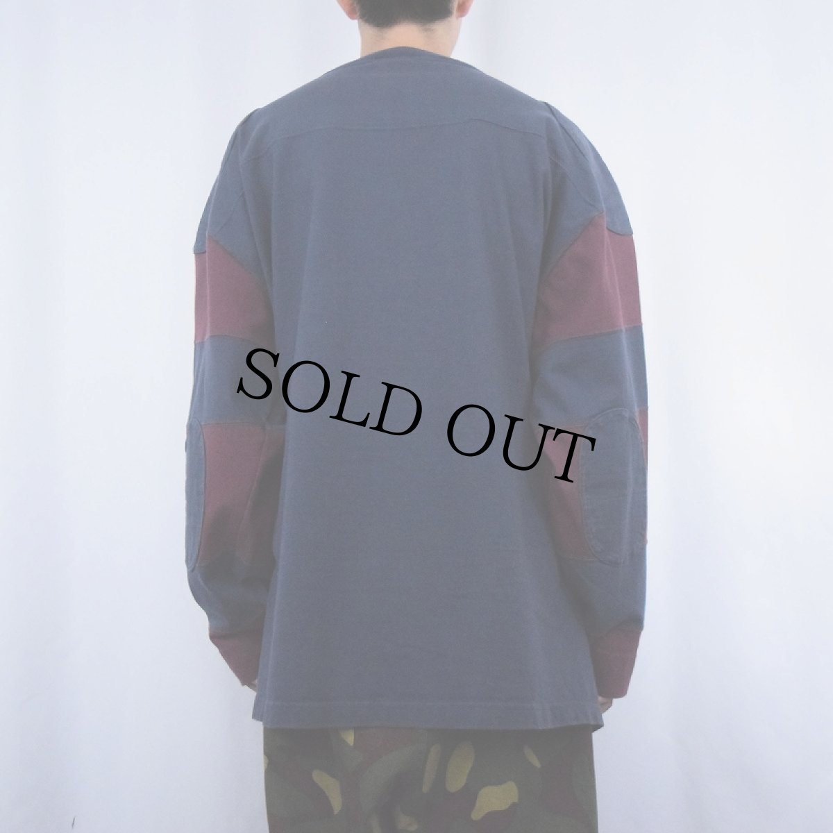 画像3: 90's The J.Peterman Company ショルダーパッチ付き ボーター切り替え ワイドチェストロンT NAVY XL (3)