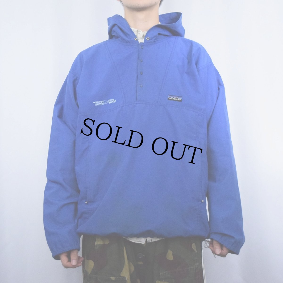 画像2: 80's Patagonia "nouveau new monde world" アノラックパーカー L (2)