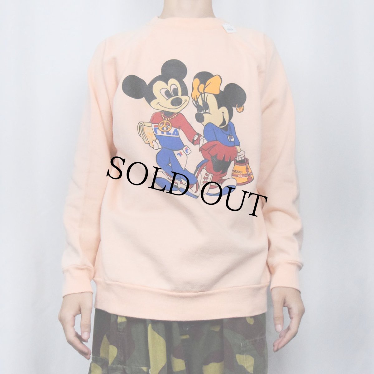 画像2: 80's "MICKEY MOUSE & MINNIE MOUSE" 黒人ミッキー キャラクターパロディ プリントスウェット XL (2)