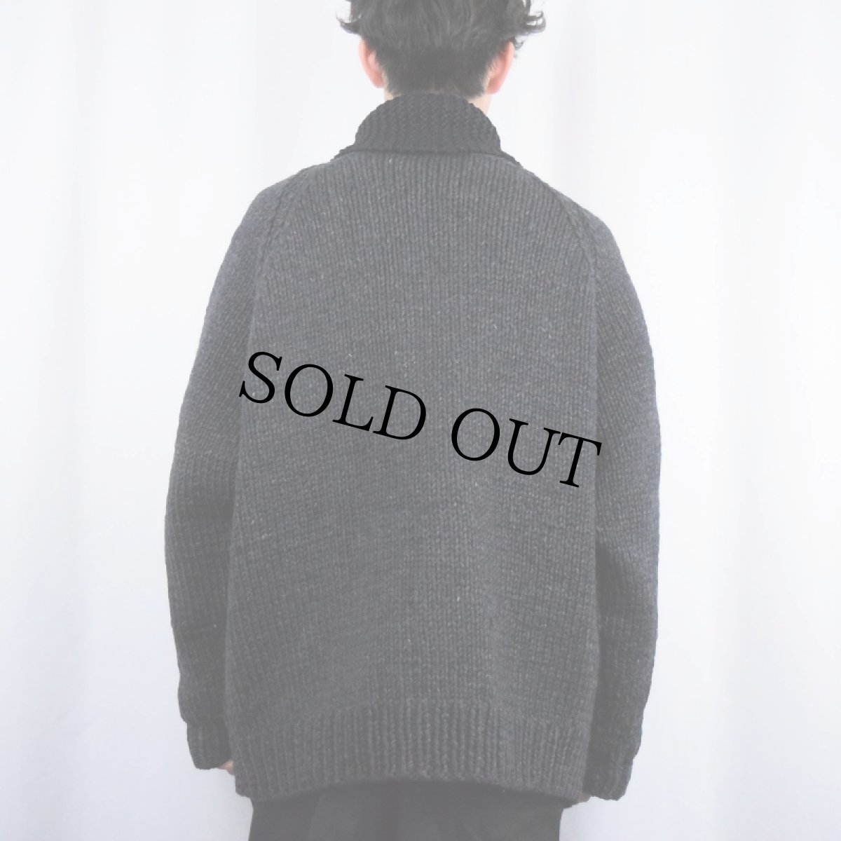 画像3: 60's〜 ショールカラー カウチンニットジャケット DARKGRAY×BLACK (3)