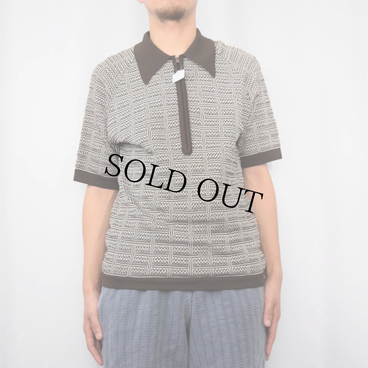 画像2: 70's Donegal COLESETA ハーフジップニットポロシャツ M (2)