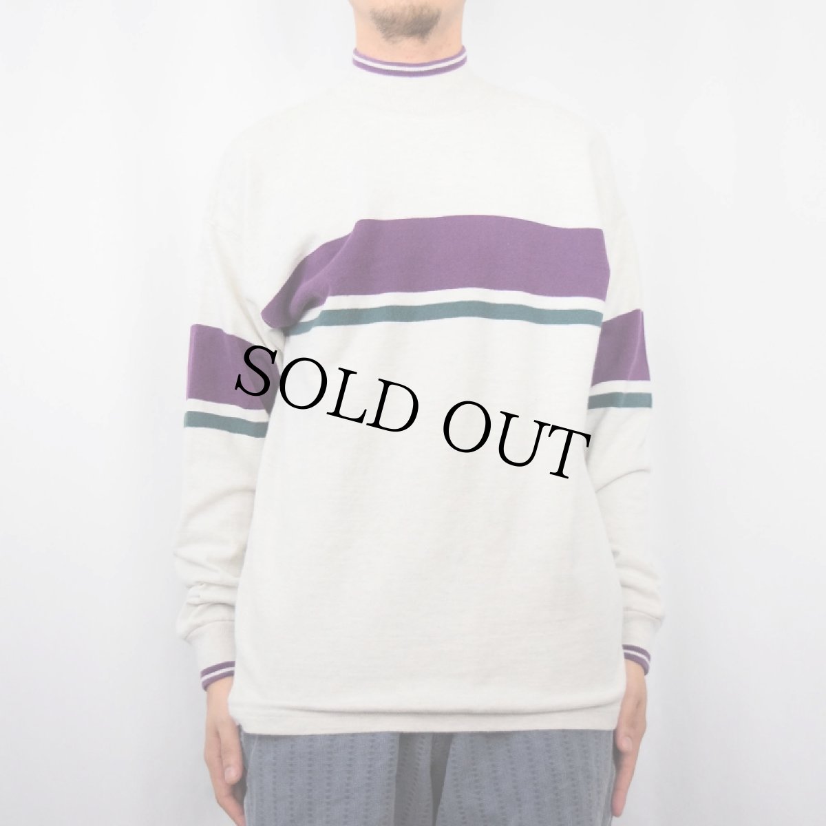 画像2: 80's L.L.Bean USA製 モックネック ヘビーウェイトロンT M (2)