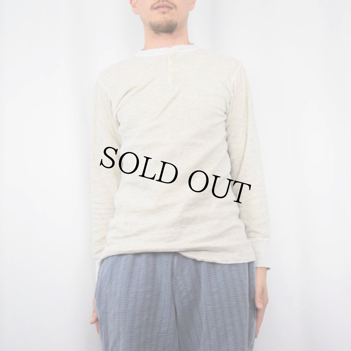 画像2: duofold USA製 猫目ボタン ヘンリーネック 2PLYカットソー M (2)