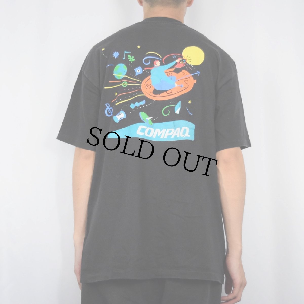 画像4: 90's COMPAQ "Journey Ahead" コンピューター企業プリントTシャツ BLACK XL (4)