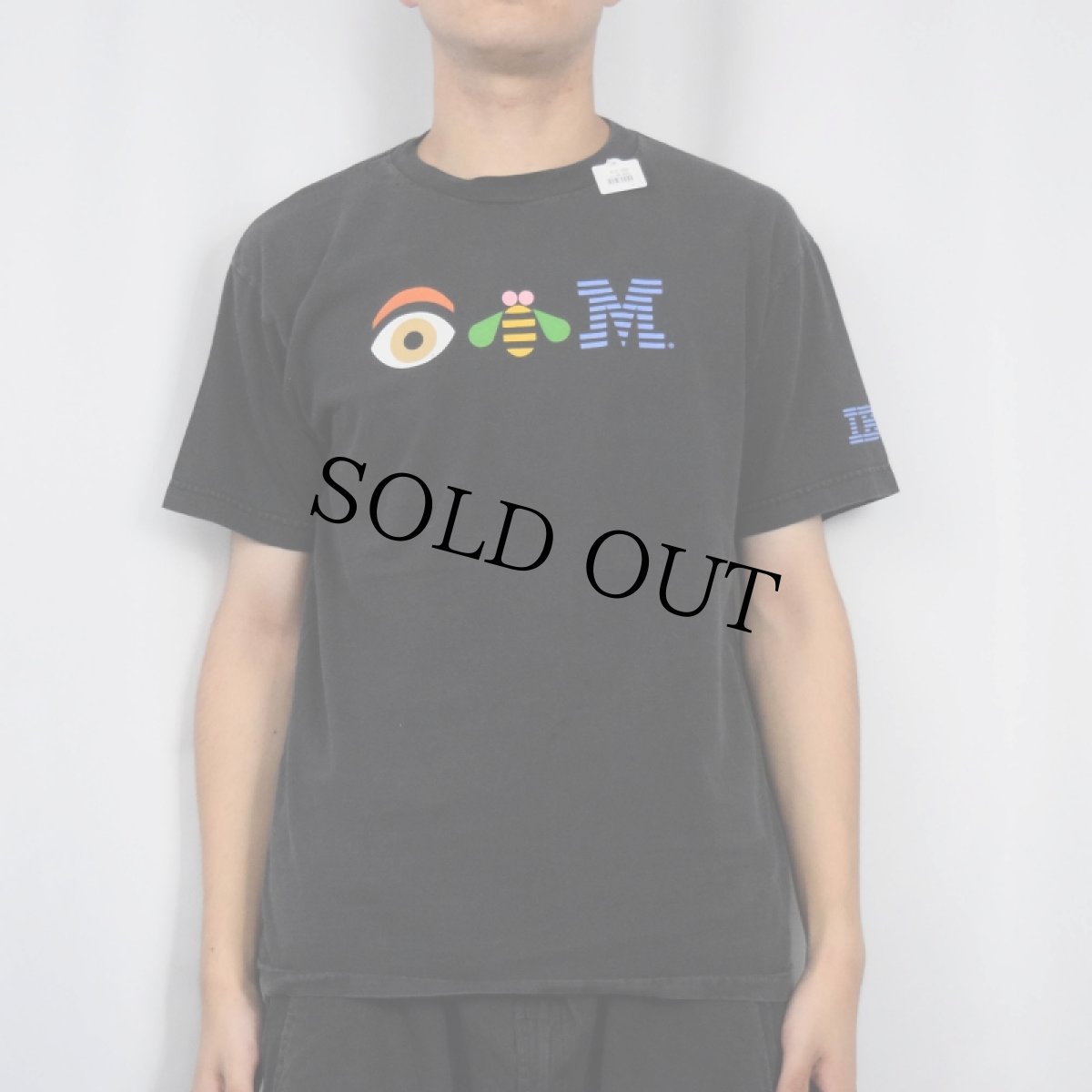 画像2: IBM コンピューター企業 ロゴプリントTシャツ BLACK M (2)