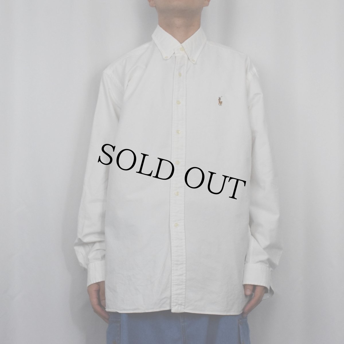 画像2: Ralph Lauren "CLASSIC FIT" ロゴ刺? マチ付き コットンボタンダウンシャツ XXL (2)