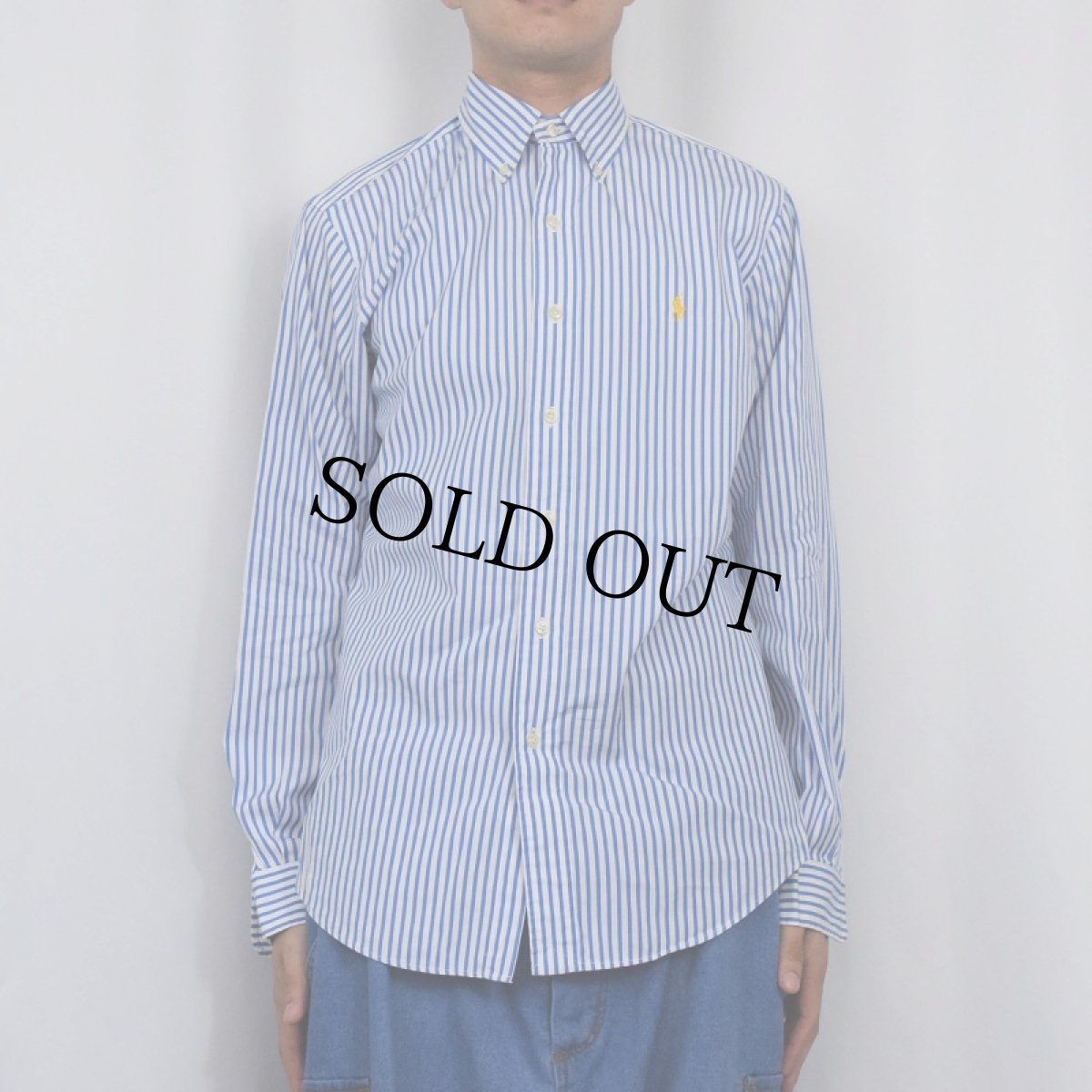 画像3: Ralph Lauren "CUSTOM FIT" ストライプ柄 コットンボタンダウンシャツ M (3)