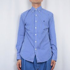 画像2: POLO Ralph Lauren "SLIM FIT" ストライプ柄 ロゴ刺繡 コットンボタンダウンシャツ M (2)