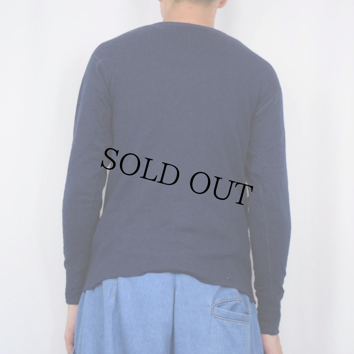 画像4: 90's duofold USA製 無地 ヘンリーネック 2PLYカットソー NAVY M (4)