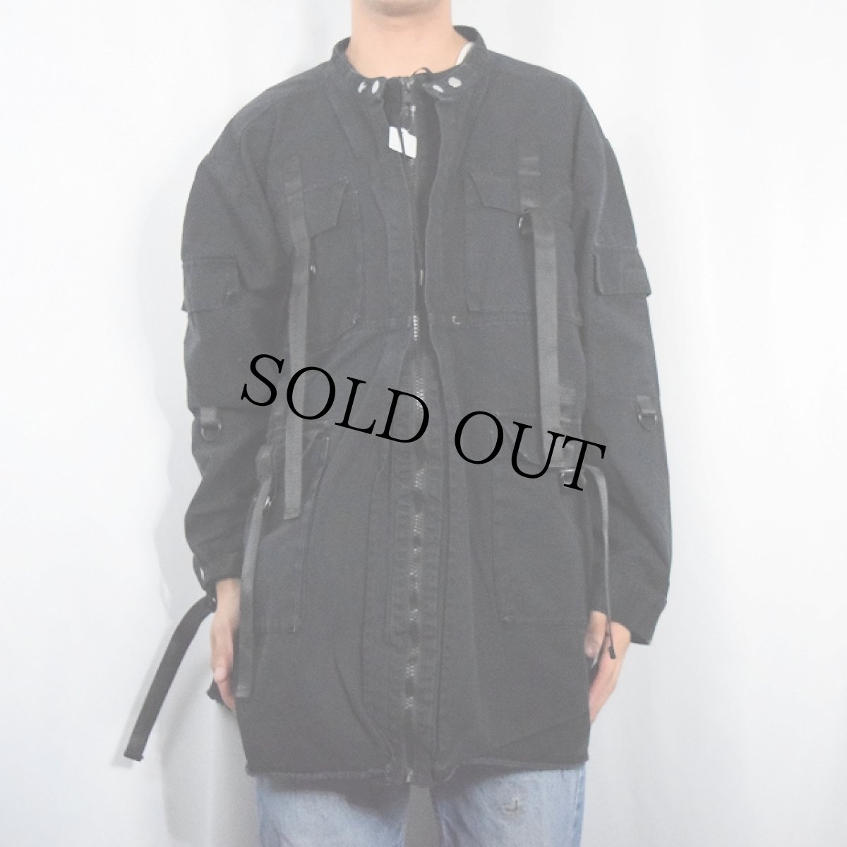 画像3: DARKER WAVES ロゴ刺繍 デザイン マルチポケットジャケット BLACK M (3)