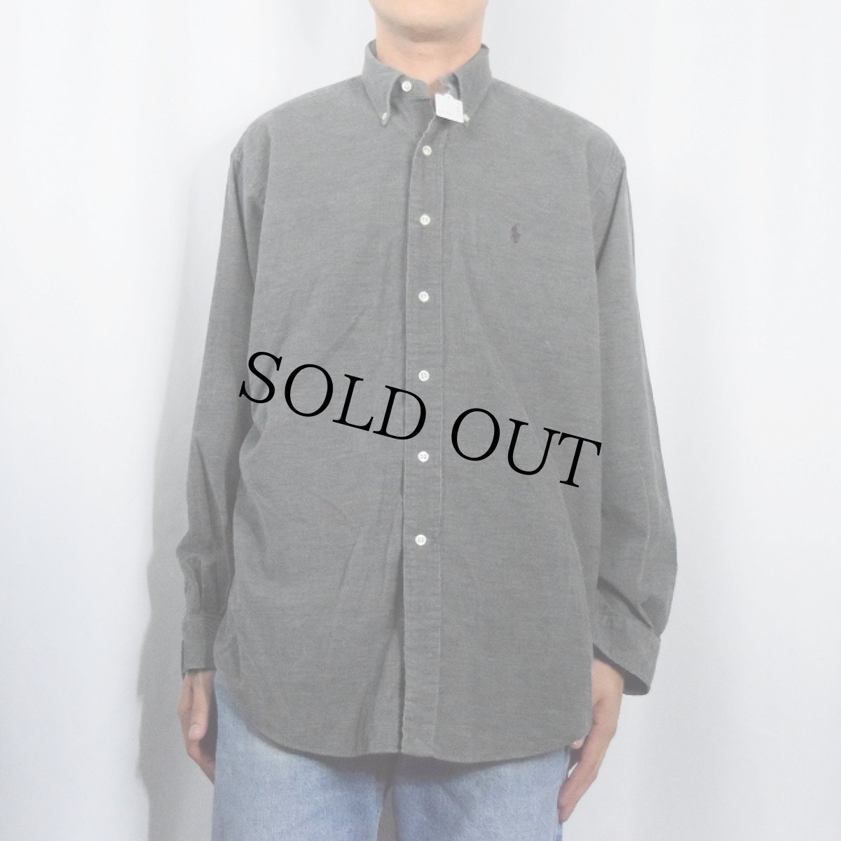 画像2: Ralph Lauren "BLAKE" コーデュロイボタンダウンシャツ GRAY M (2)