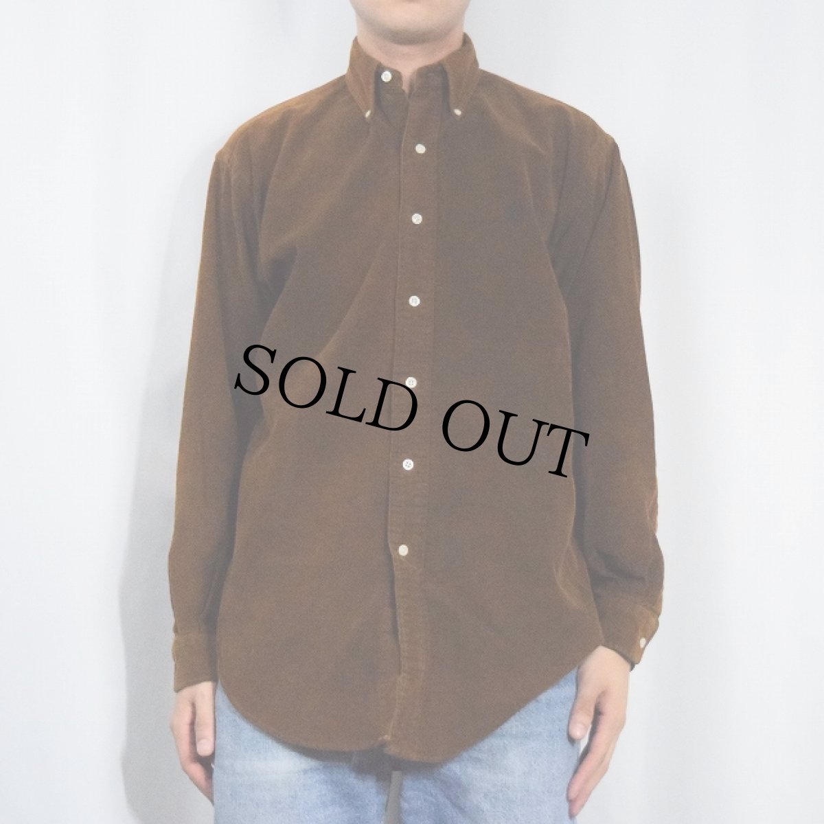 画像2: Ralph Lauren "BLAIRE" コーデュロイボタンダウンシャツ BROWN S (2)