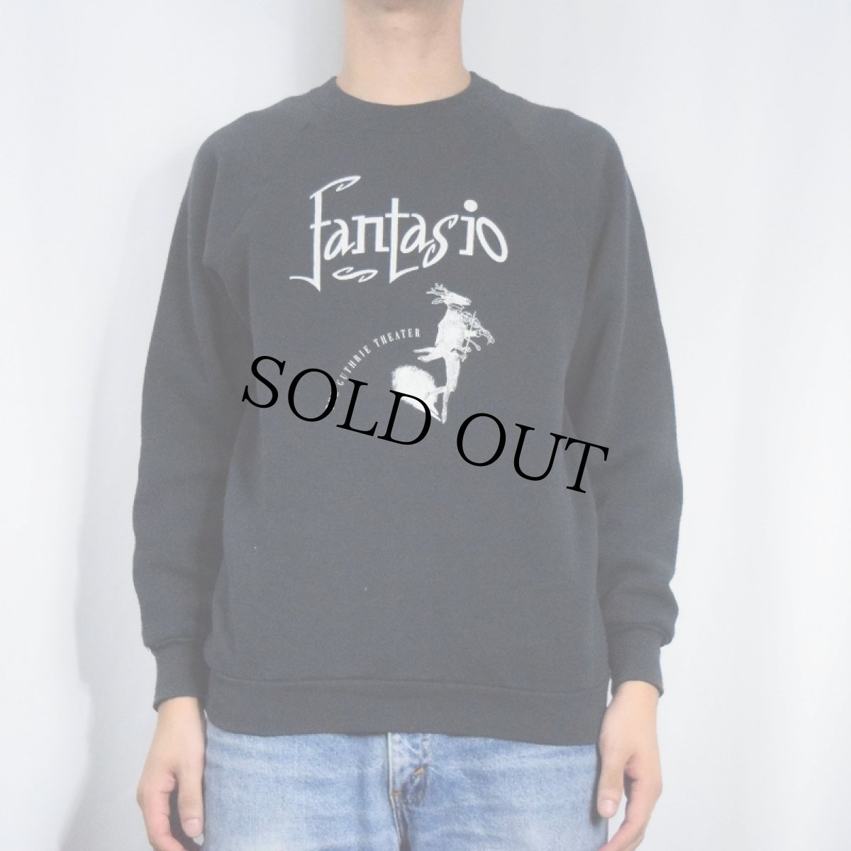 画像3: 90's USA製 "Fantasio" プリントラグランスウェット BLACK L (3)