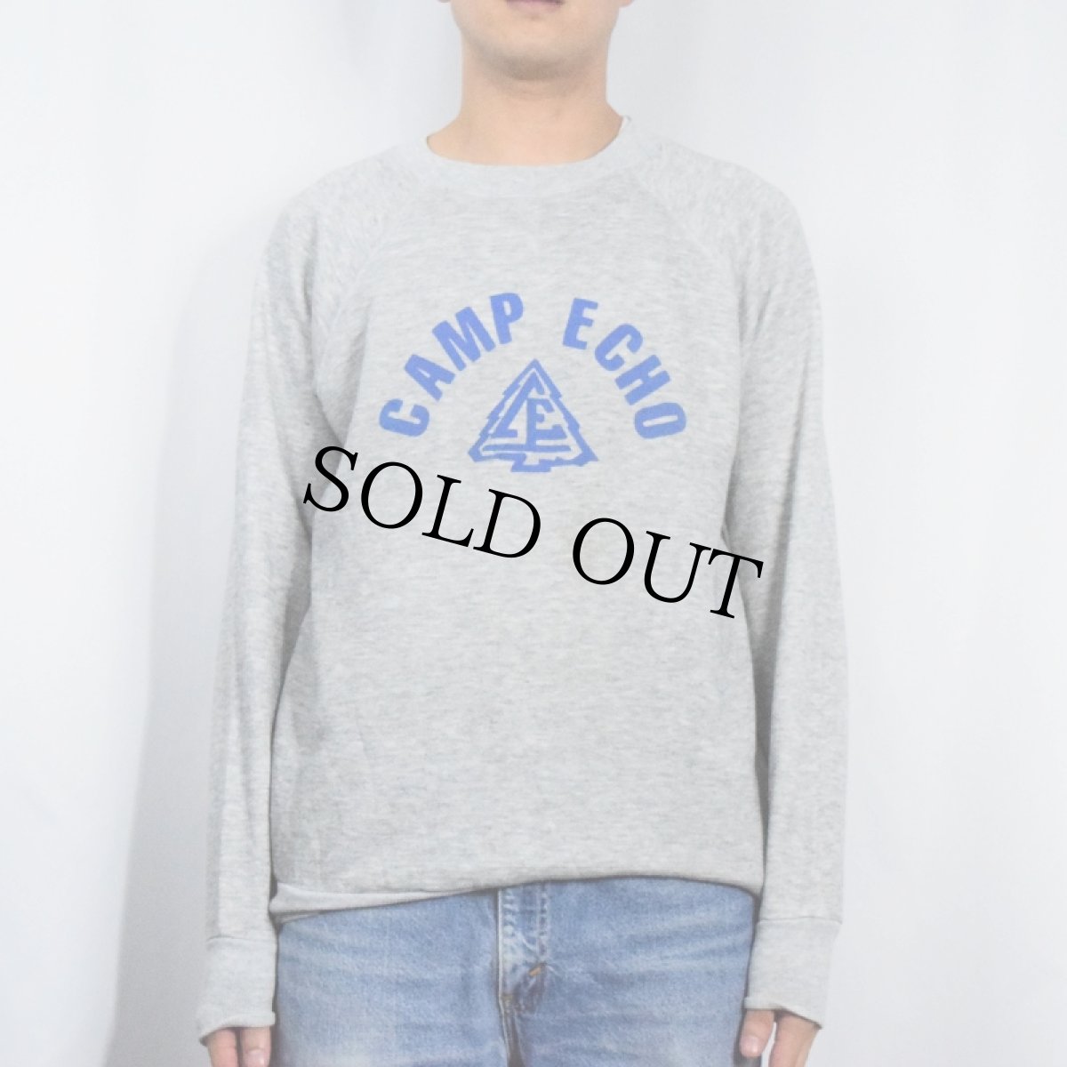 画像2: 80's Pannill USA製 "CAMP ECHO" プリントラグランスウェット L (2)