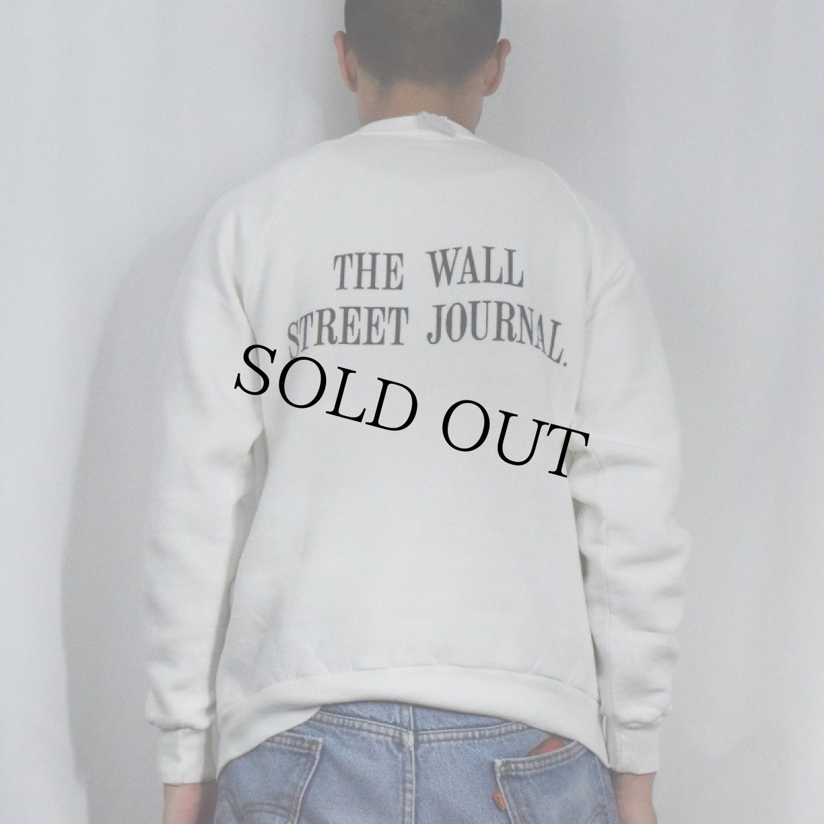 画像4: 80's THE WALL STREET JOURNAL USA製 "I subscribr to the American dream." メッセージプリントラグランスウェット L (4)