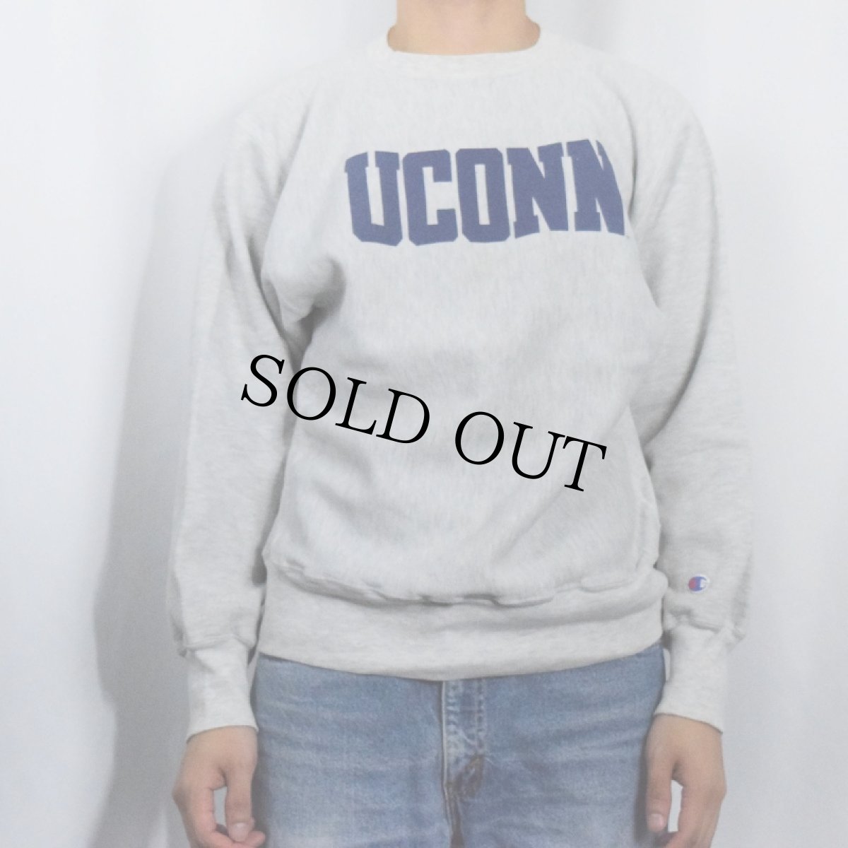 画像2: 90's Champion REVERSE WEAVE "UCONN" プリントスウェット L (2)