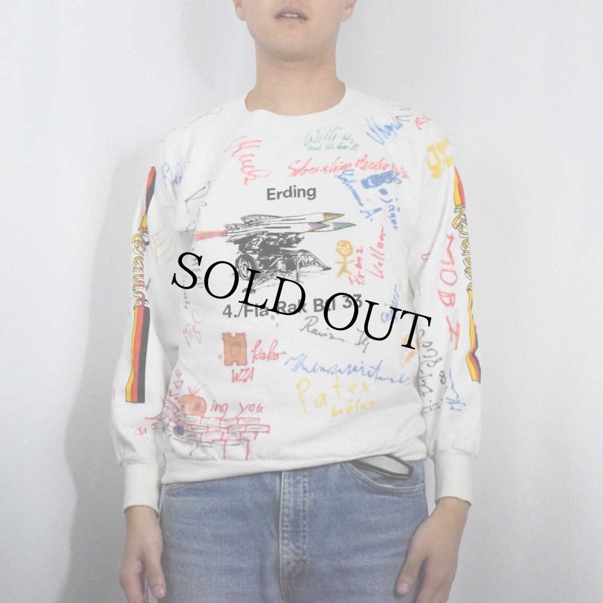 画像3: 70〜80's EURO "RESERVISTEN" メモリアルペイント ラグランスウェット L (3)