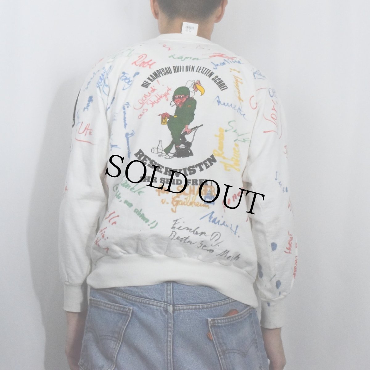 画像4: 70〜80's EURO "RESERVISTEN" メモリアルペイント ラグランスウェット L (4)