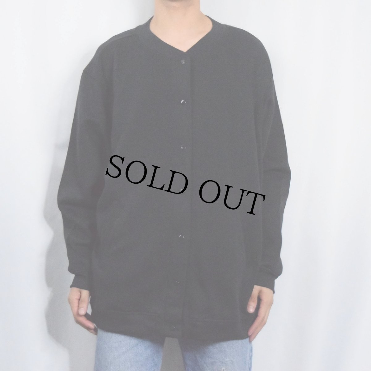 画像2: BLAIR 無地 ウェットスナップカーディガン BLACK 2XL (2)