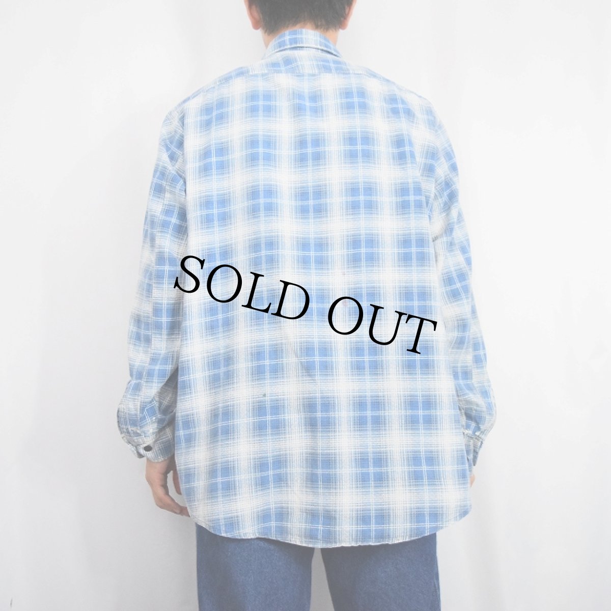 画像3: 80's FIELD MASTER USA製 オンブレーチェック柄 プリントネルシャツ L (3)