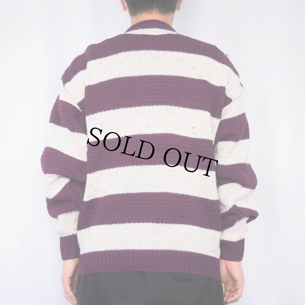 画像3: 80's SHENANDOAH USA製 ボーダー柄 ネップ混 ロールネックニットセーター M (3)