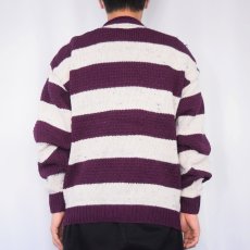 画像3: 80's SHENANDOAH USA製 ボーダー柄 ネップ混 ロールネックニットセーター M  (3)