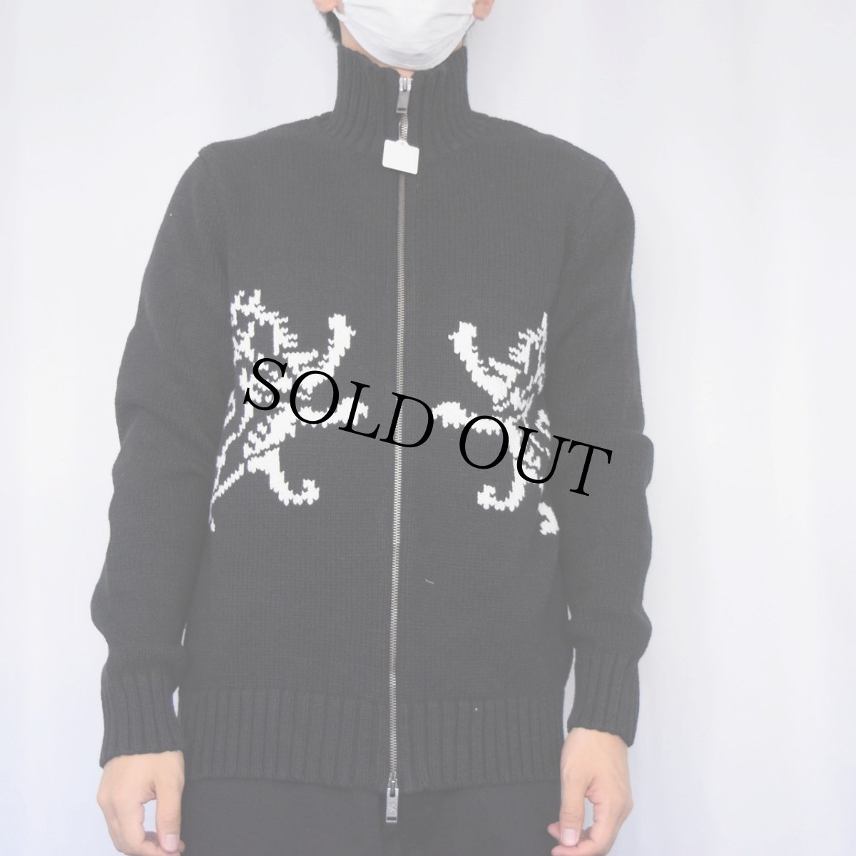 画像2: EXPRESS DESIGN STUDIO ロゴ柄 ジップニットセーター BLACK M (2)