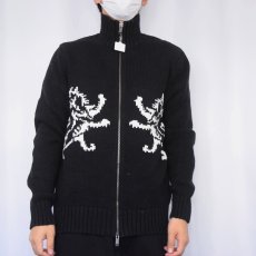 画像2: EXPRESS DESIGN STUDIO ロゴ柄 ジップニットセーター BLACK M (2)