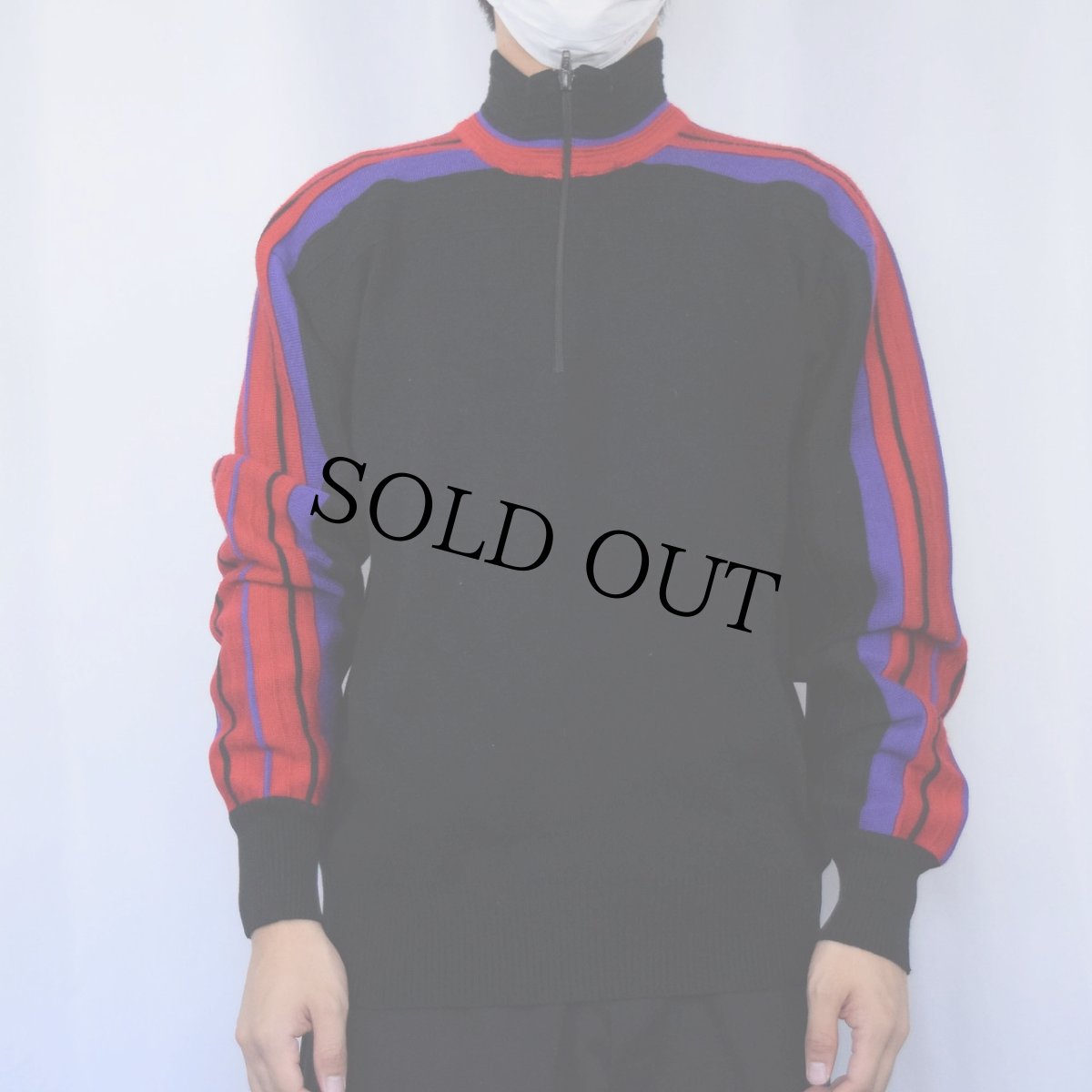 画像2: サイドライン ハーフジップニットセーター L (2)